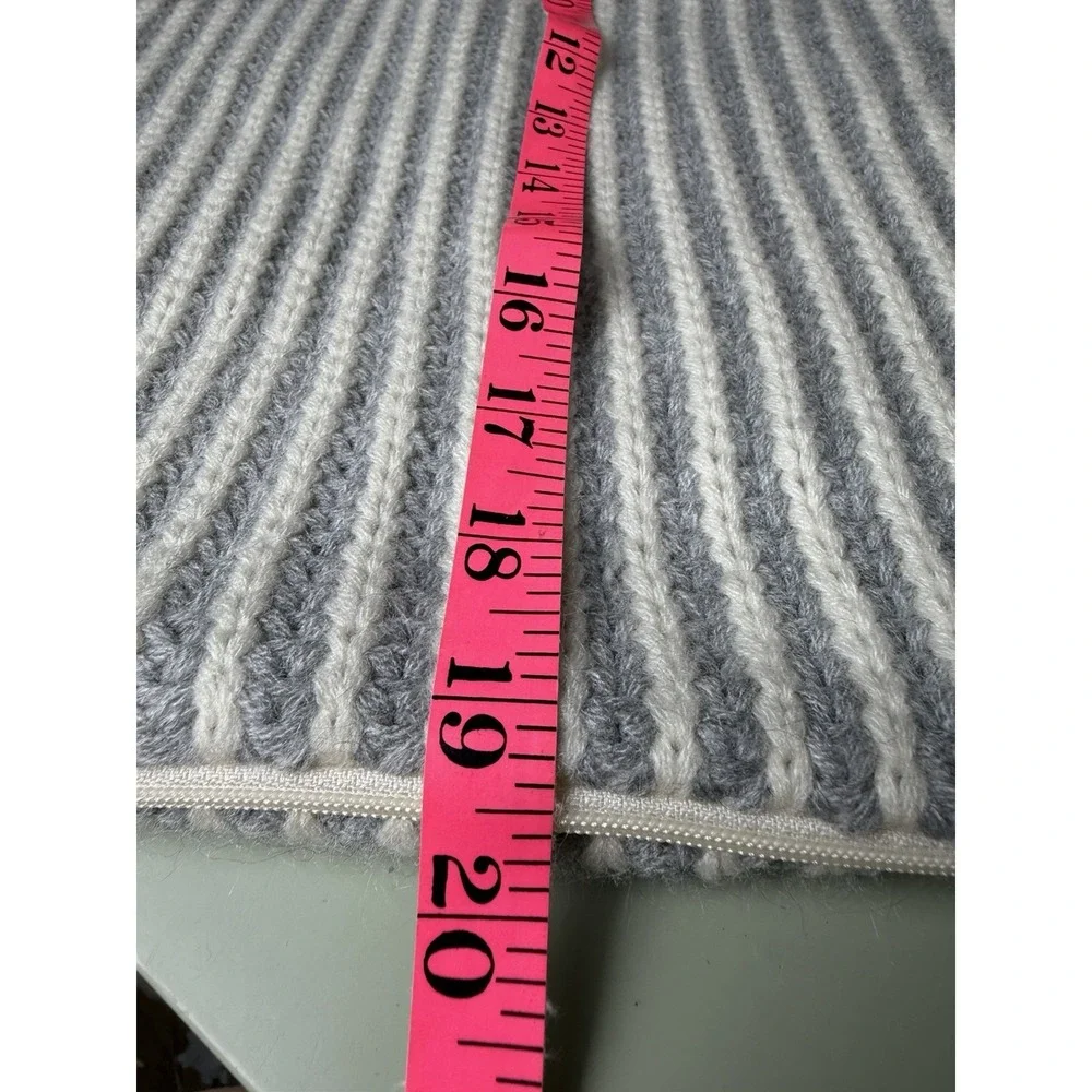 UGG Home Ribbed Knit Pillow Cover Neutral Gray Wool Blend‎ Decorative